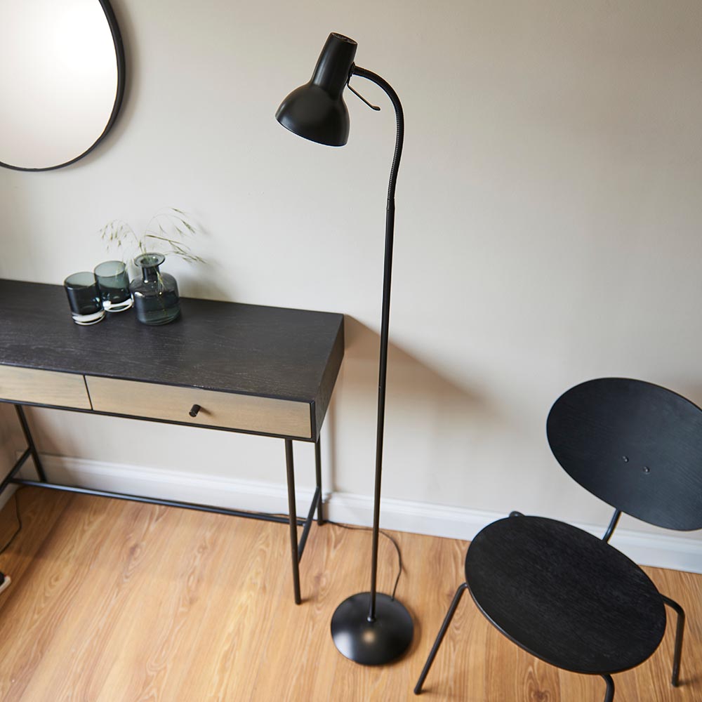 Amalfi Metal Task Floor Lamp In Matt Black