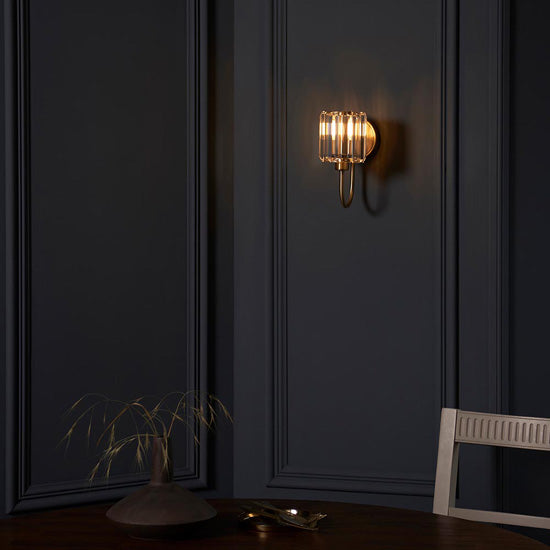 Berenice Clear Glass Shades Wall Light In Antique Brass