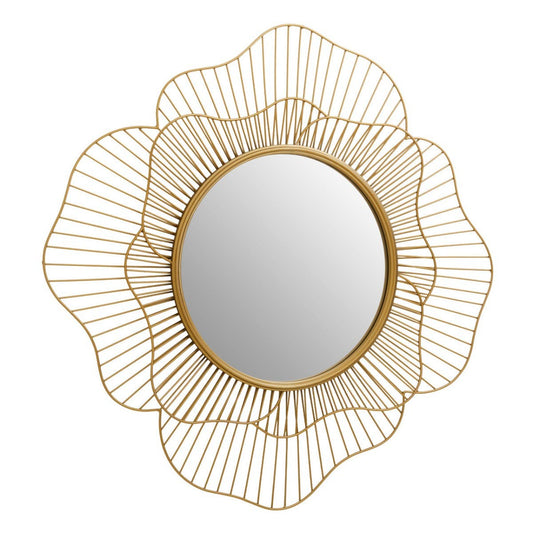 Matera Flower Design Wall Mirror In Gold Metal Frame