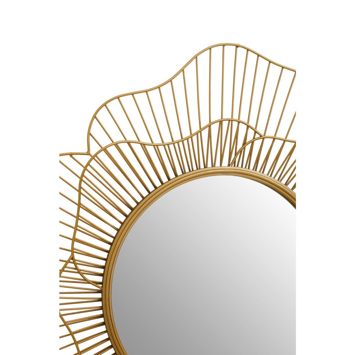Matera Flower Design Wall Mirror In Gold Metal Frame