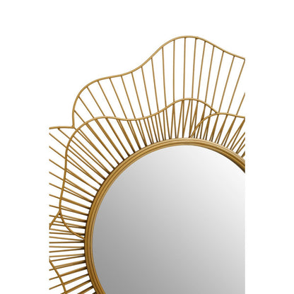 Matera Flower Design Wall Mirror In Gold Metal Frame