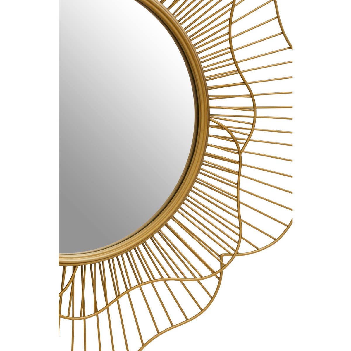 Matera Flower Design Wall Mirror In Gold Metal Frame