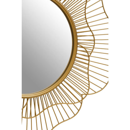 Matera Flower Design Wall Mirror In Gold Metal Frame