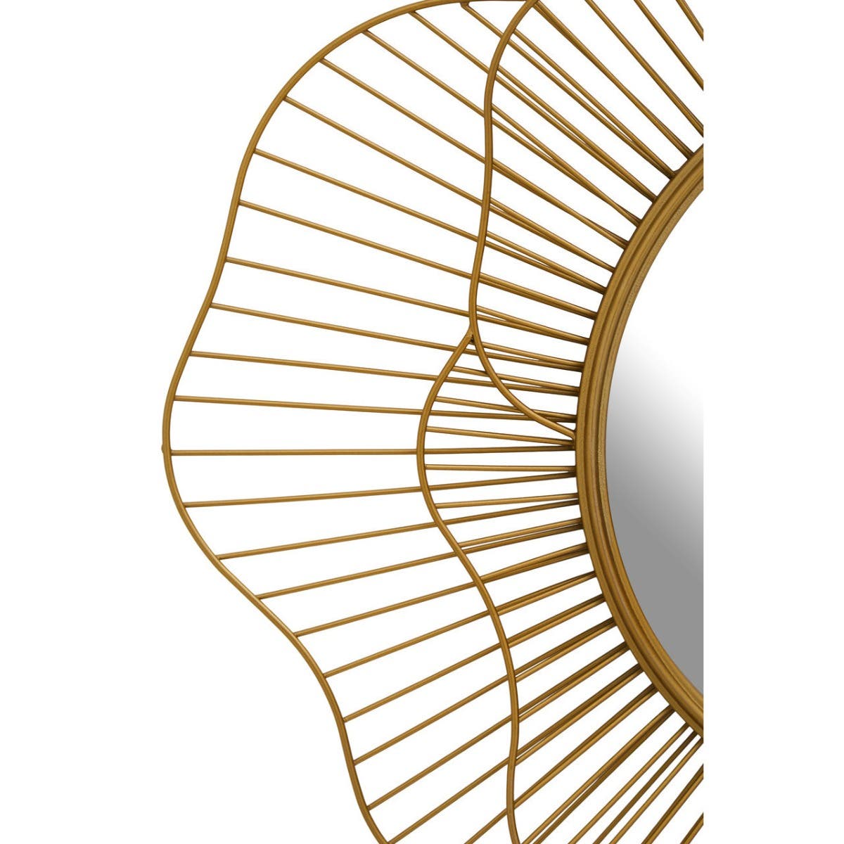 Matera Flower Design Wall Mirror In Gold Metal Frame