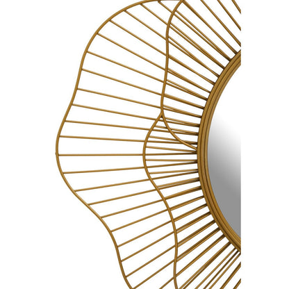 Matera Flower Design Wall Mirror In Gold Metal Frame