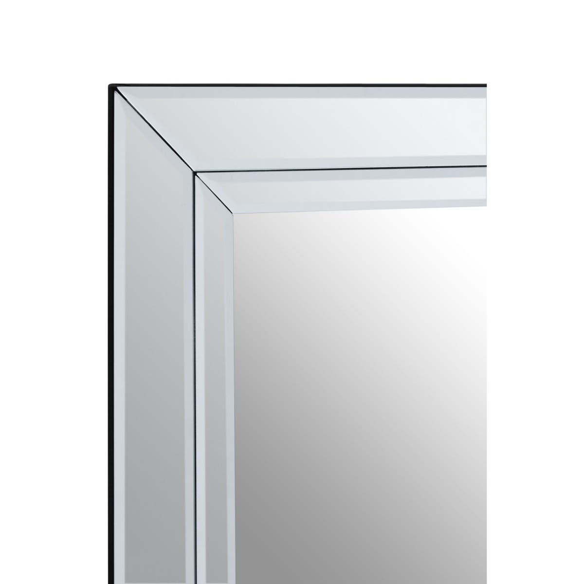 Sana Small Square Bevelled Wall Mirror With Wooden Frame