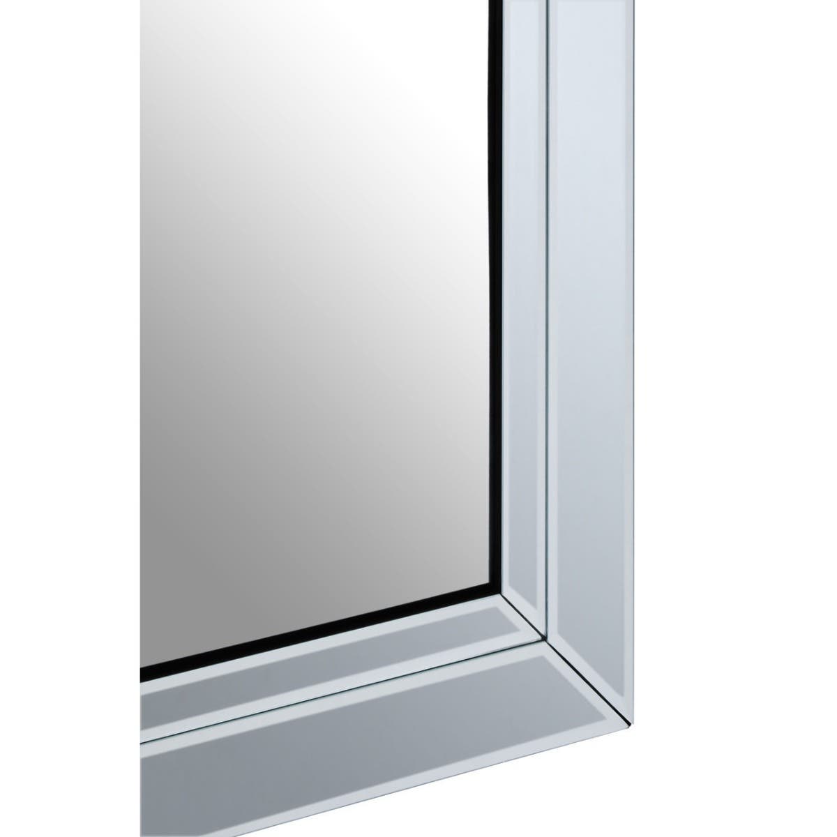 Sana Small Square Bevelled Wall Mirror With Wooden Frame