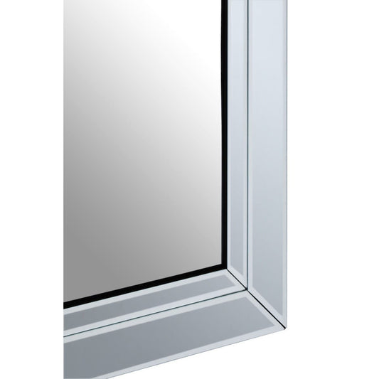 Sana Small Square Bevelled Wall Mirror With Wooden Frame