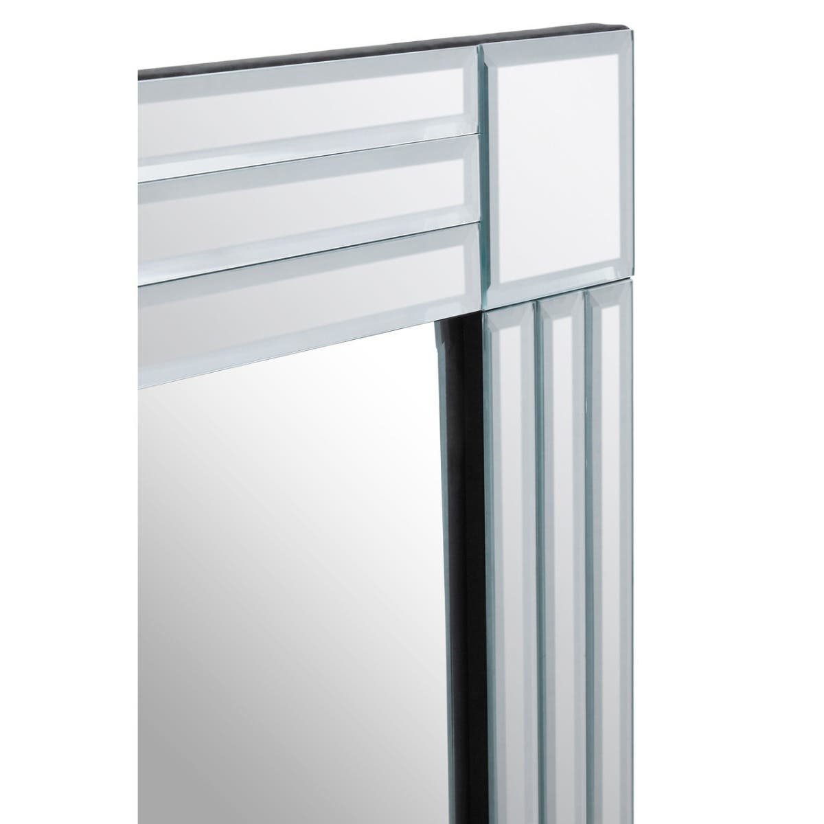 Sana Small Tripple Bevelled Wall Mirror With Wooden Frame