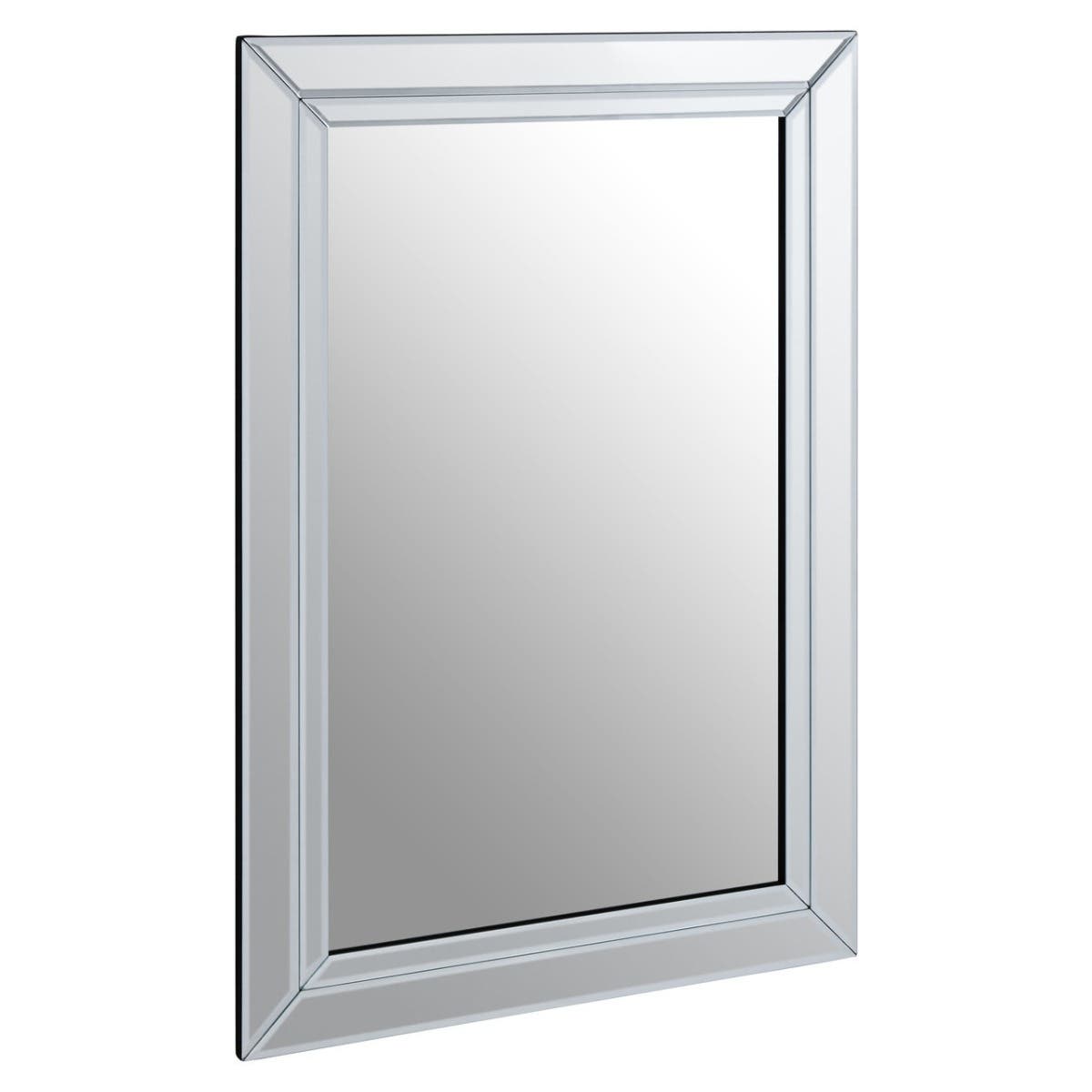 Sana Large Square Bevelled Wall Mirror With Wooden Frame