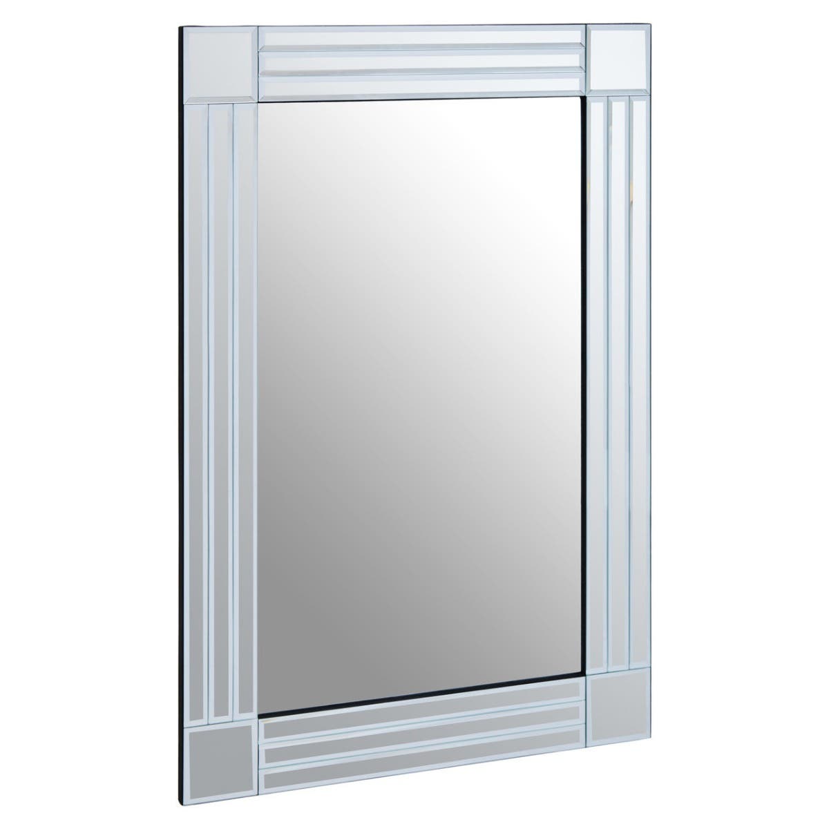 Sana Large Triple Bevelled Wall Mirror With Wooden Frame