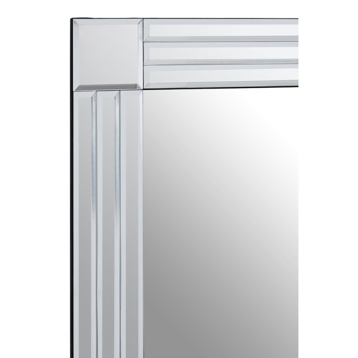 Sana Large Triple Bevelled Wall Mirror With Wooden Frame