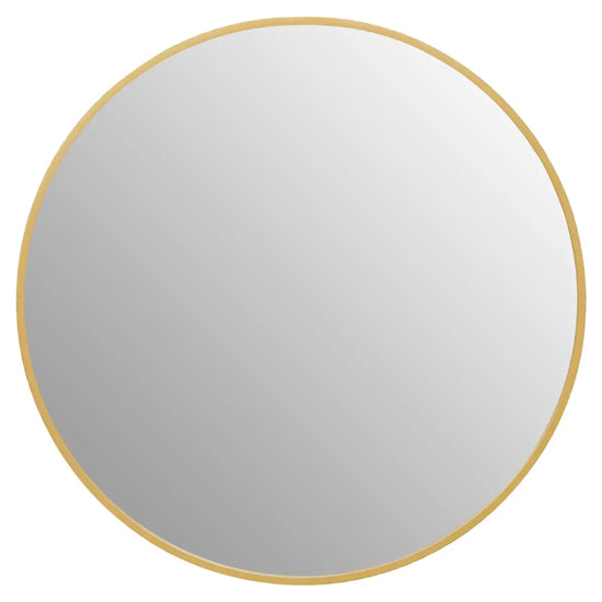 Avento Small Round Wall Mirror In Gold Iron Frame