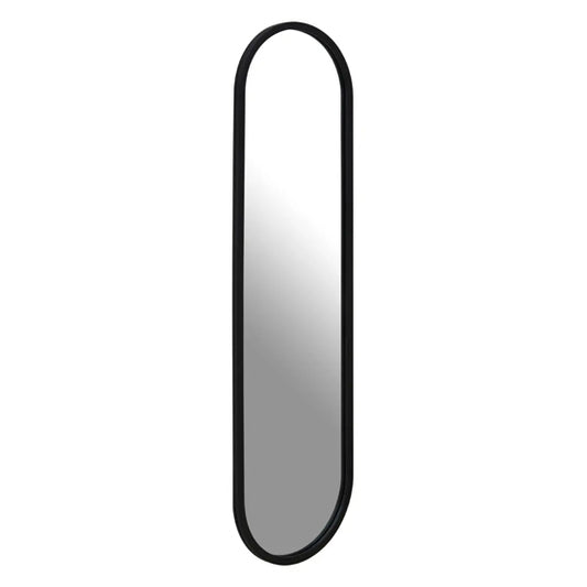 Avento Rounded Edge Wall Mirror In Black Iron Frame