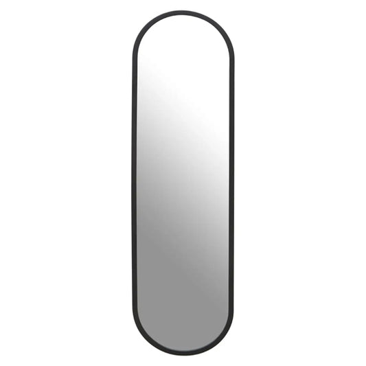 Avento Rounded Edge Wall Mirror In Black Iron Frame