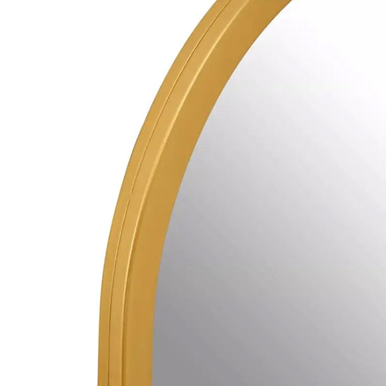 Avento Rounded Edge Wall Mirror In Gold Iron Frame