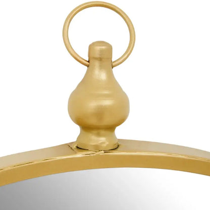 Avento Wall Mirror With Circular Hook In Gold Iron Frame