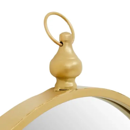 Avento Wall Mirror With Circular Hook In Gold Iron Frame