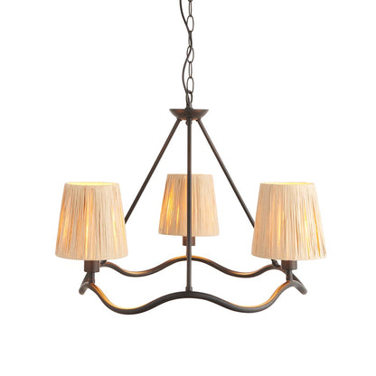Wriggle 3 Lights Raffia Shade Ceiling Pendant Light In Matt Black