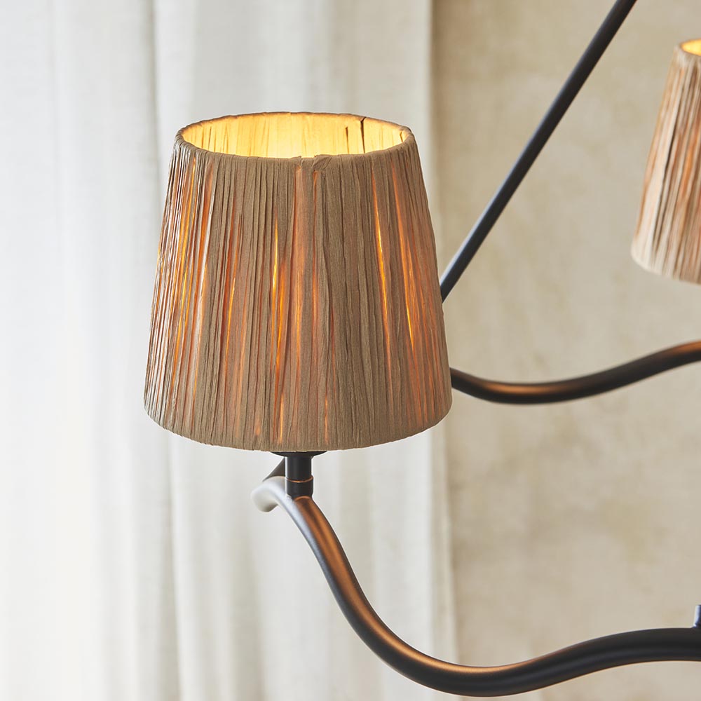 Wriggle 3 Lights Raffia Shade Ceiling Pendant Light In Matt Black