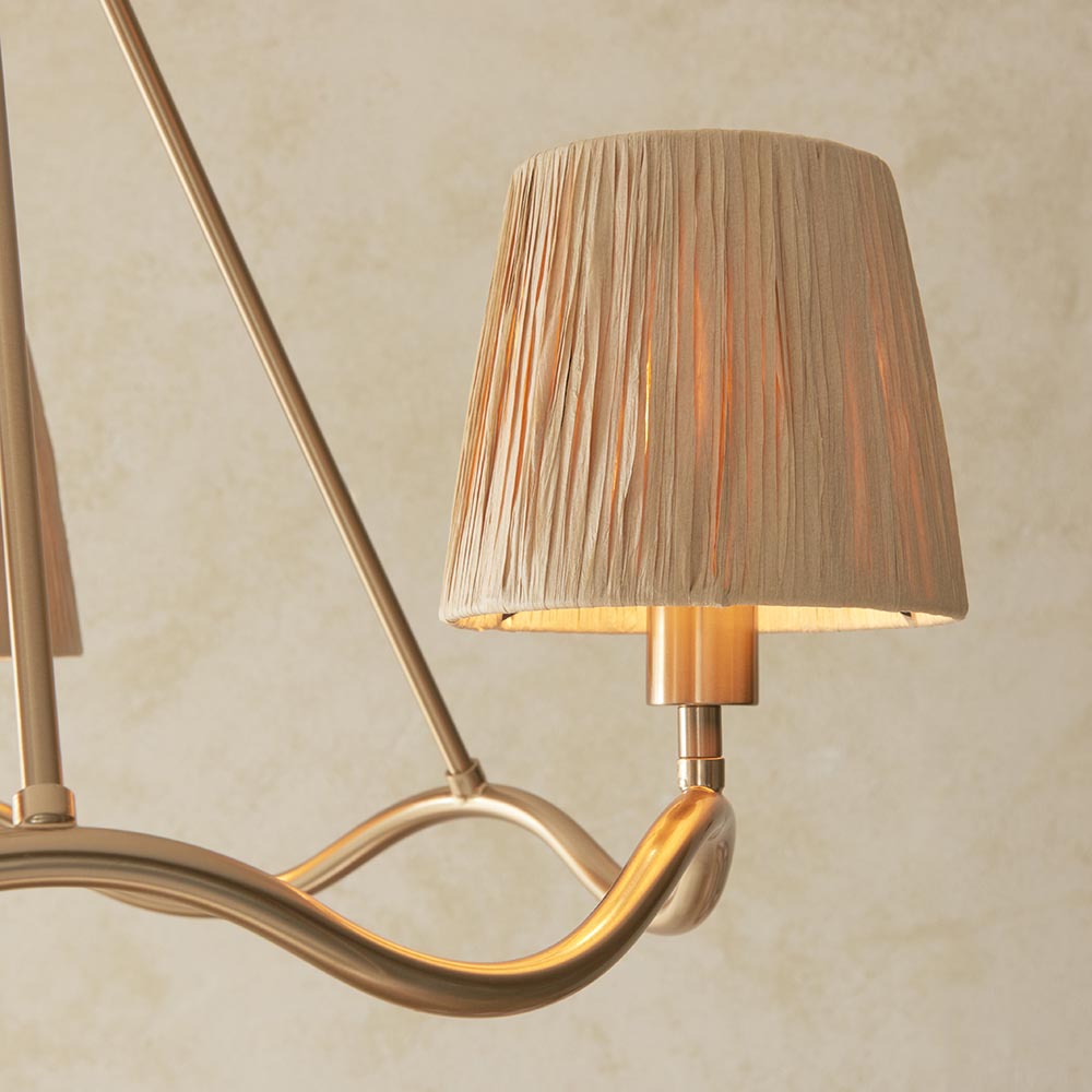 Wriggle 3 Lights Raffia Shade Ceiling Pendant Light In Brushed Aged Brass