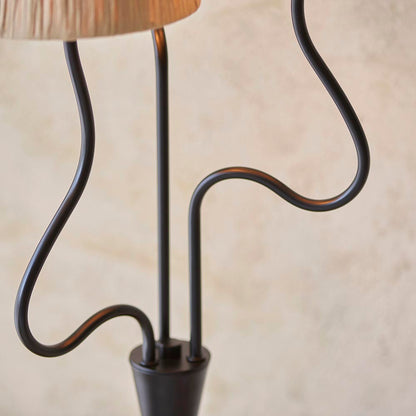 Wriggle 3 Lights Raffia Shade Floor Lamp In Matt Black