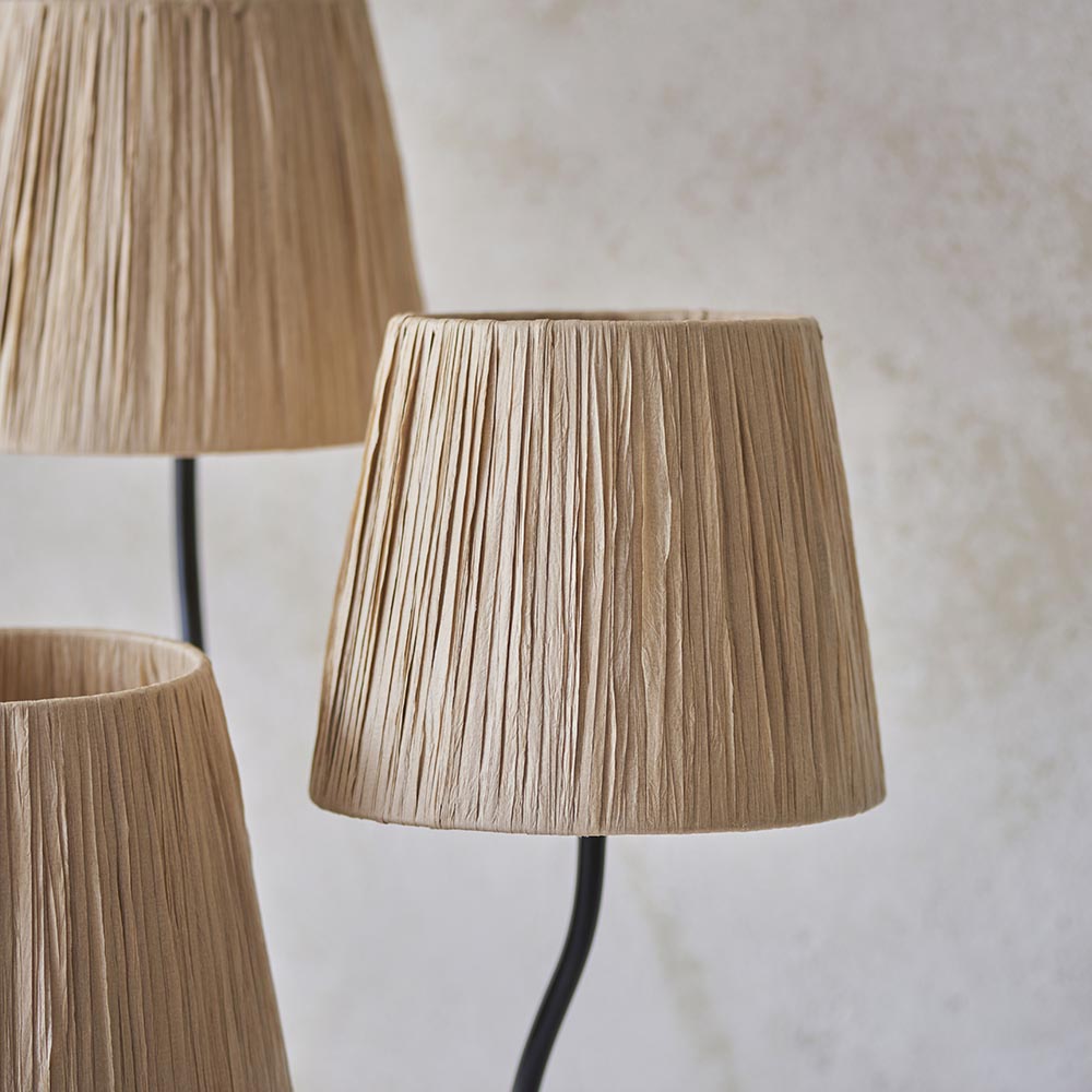 Wriggle 3 Lights Raffia Shade Floor Lamp In Matt Black