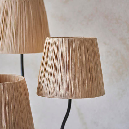 Wriggle 3 Lights Raffia Shade Floor Lamp In Matt Black