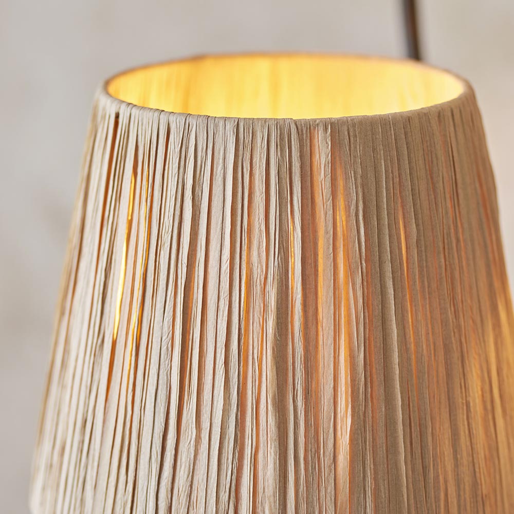 Wriggle 3 Lights Raffia Shade Floor Lamp In Matt Black