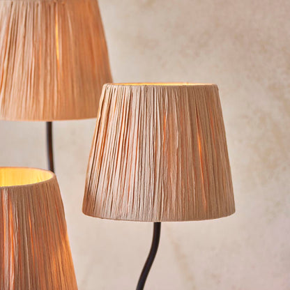 Wriggle 3 Lights Raffia Shade Floor Lamp In Matt Black