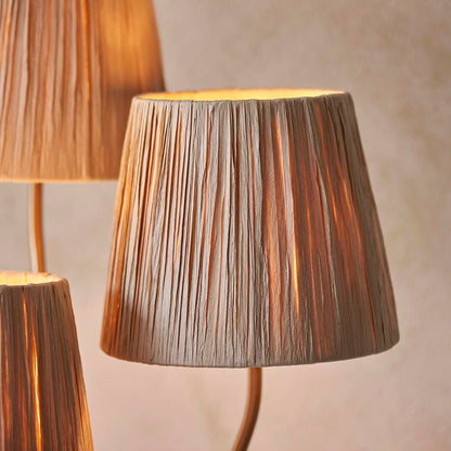 Wriggle 3 Lights Raffia Shade Floor Lamp In Brushed Aged Brass