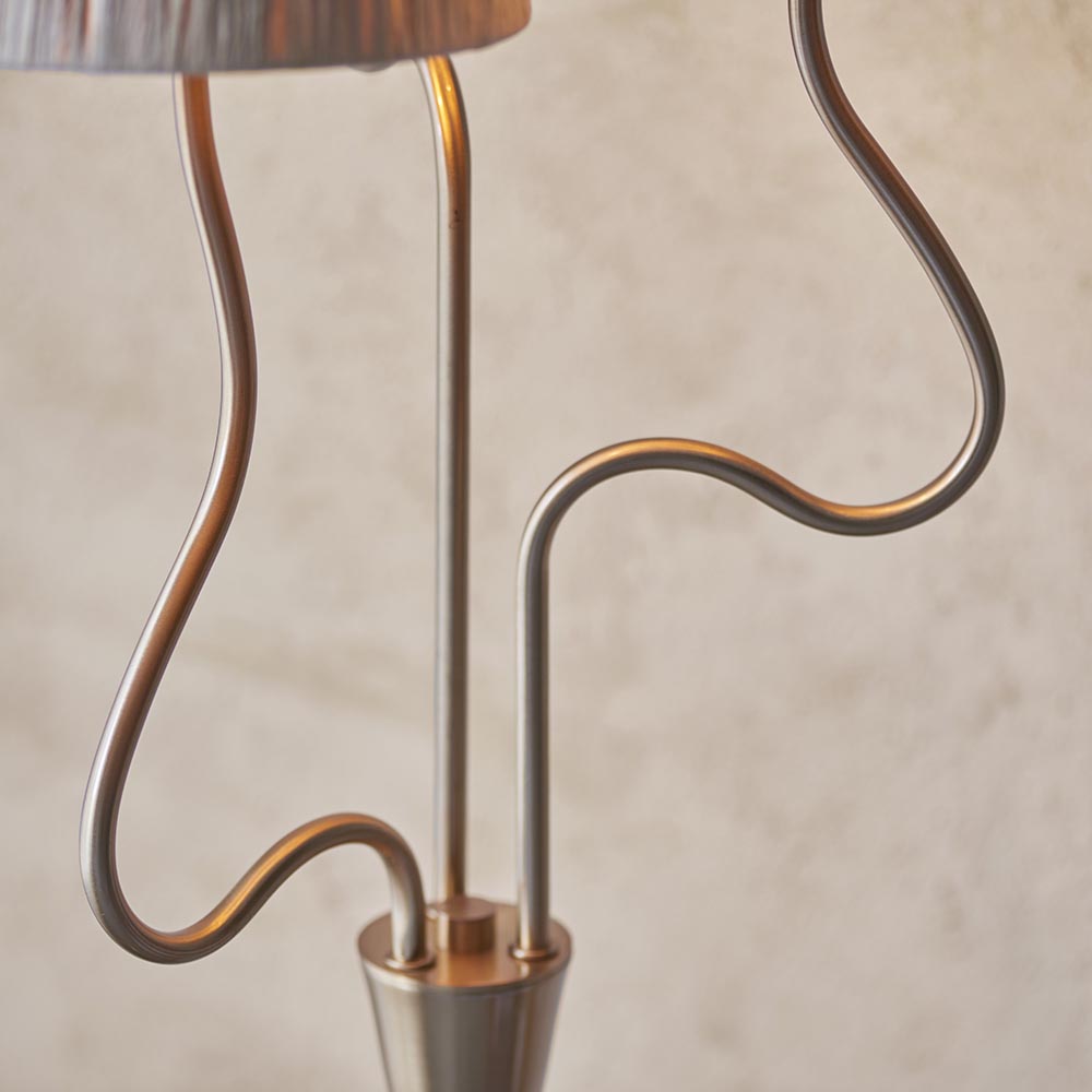 Wriggle 3 Lights Raffia Shade Floor Lamp In Brushed Aged Brass