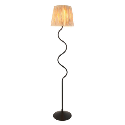 Wriggle Raffia Shade Floor Lamp In Matt Black
