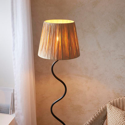 Wriggle Raffia Shade Floor Lamp In Matt Black