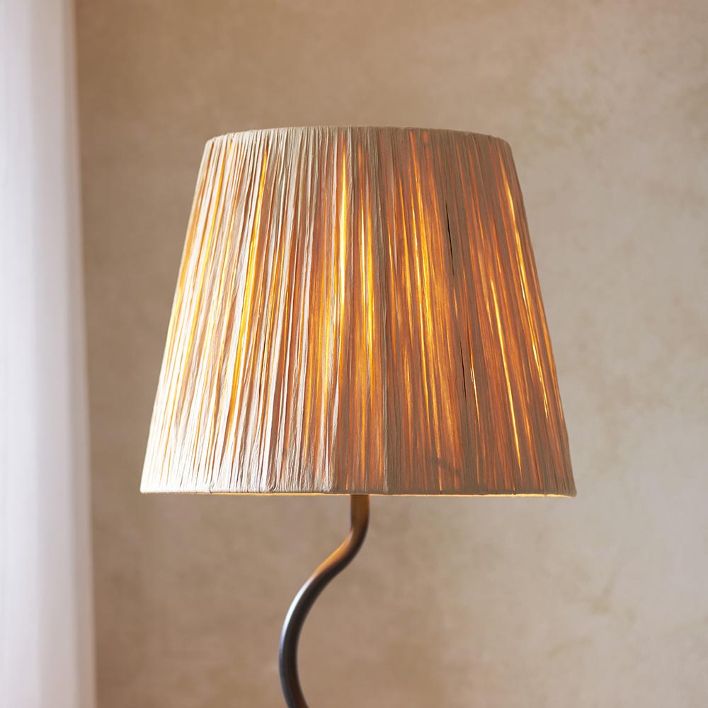 Wriggle Raffia Shade Floor Lamp In Matt Black