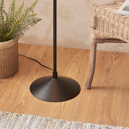 Wriggle Raffia Shade Floor Lamp In Matt Black