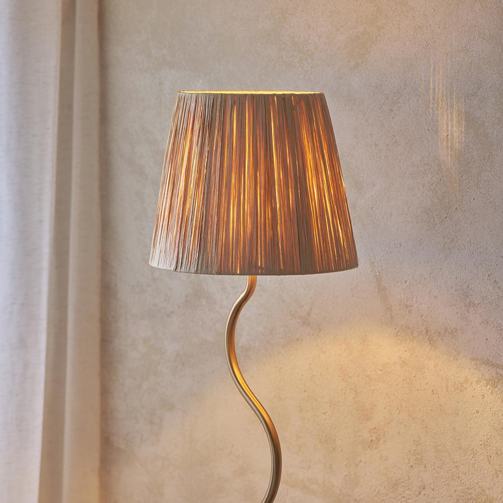 Wriggle Raffia Shade Floor Lamp In Brushed Aged Brass