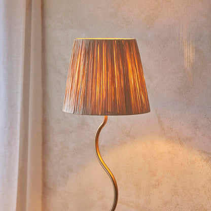 Wriggle Raffia Shade Floor Lamp In Brushed Aged Brass
