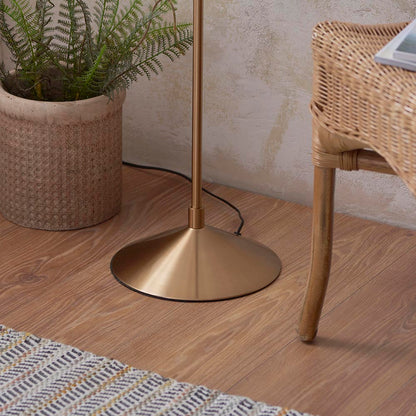 Wriggle Raffia Shade Floor Lamp In Brushed Aged Brass