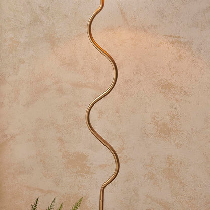 Wriggle Raffia Shade Floor Lamp In Brushed Aged Brass