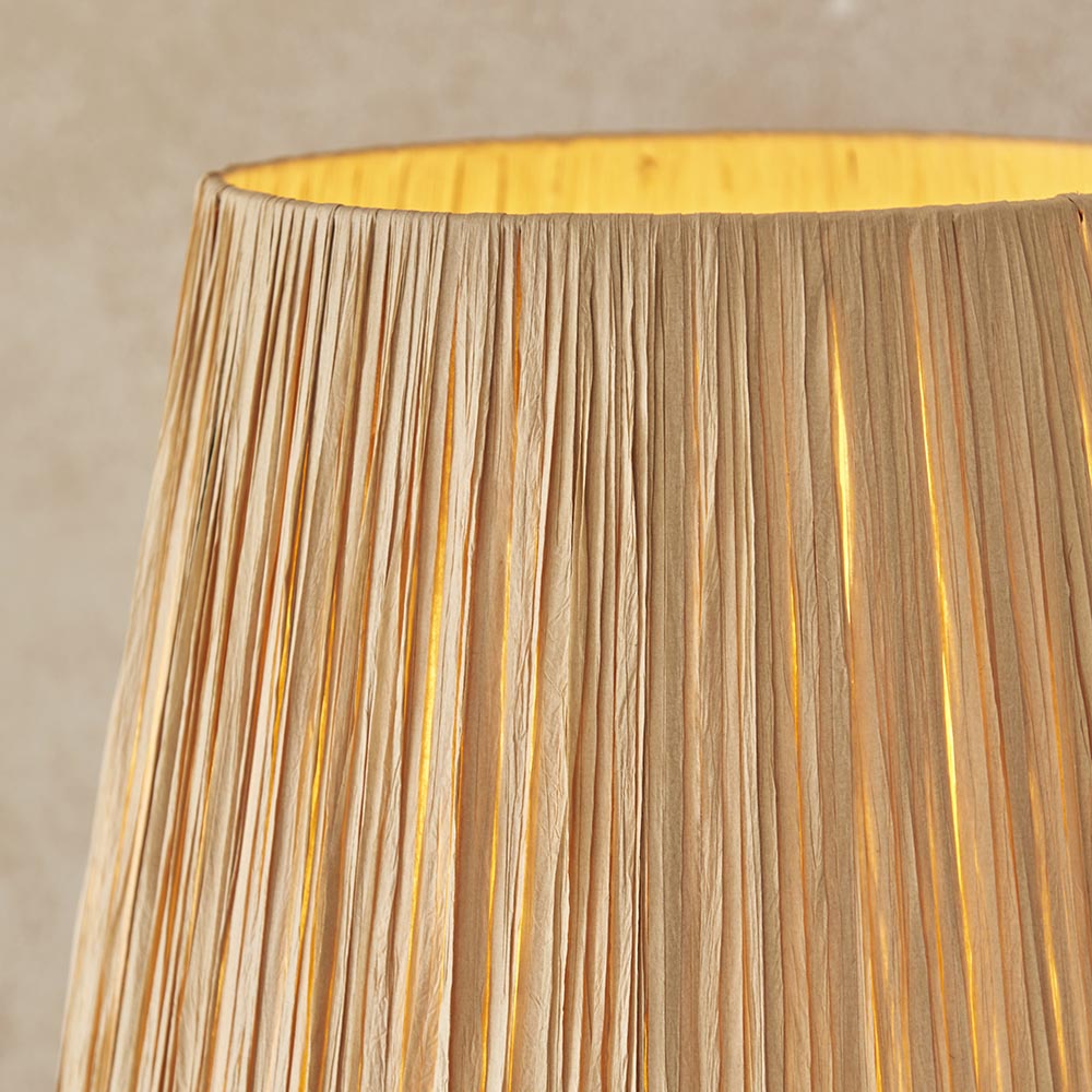 Wriggle Raffia Shade Floor Lamp In Brushed Aged Brass