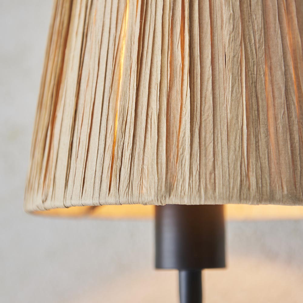 Wriggle Raffia Shade Wall Light In Matt Black