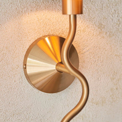 Wriggle Raffia Shade Wall Light In Brushed Aged Brass