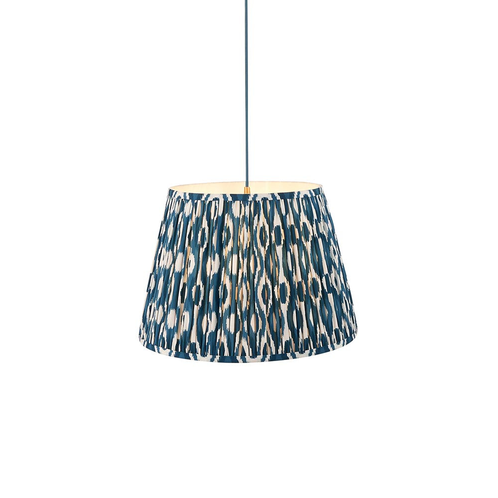 Eltham And Ikat 40cm Marlin Blue Shade Ceiling Light With Blue Colour Braided Cable