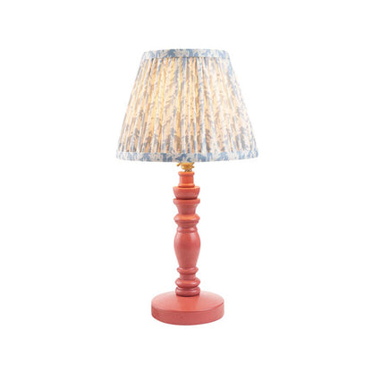 Bibury And Leaf 20cm Shell Bay Blue Fabric Shade Table Lamp In Satin Pink Clay