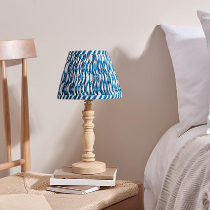 Bibury And Ripple 20cm Marlin Blue Fabric Shade Table Lamp In Natural Ash