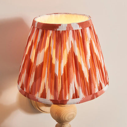 Bibury And Zigzag 20cm Apricot Orange Fabric Shade Wall Light In Natural Ash