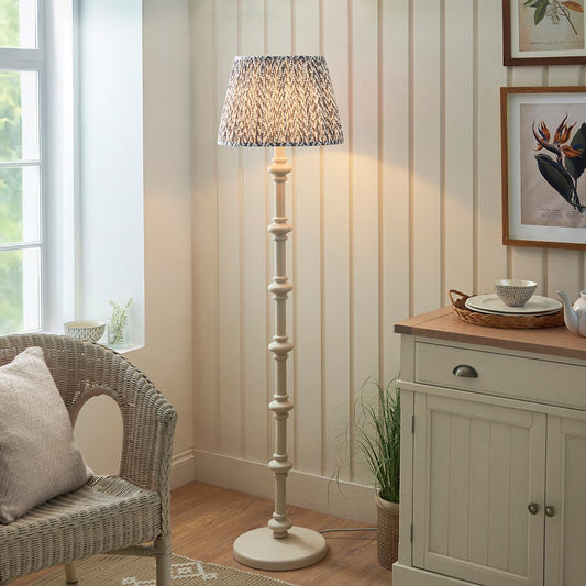 Carnaby And Leaf 40cm Pearl Grey Shade Floor Lamp With Satin Almond White Base