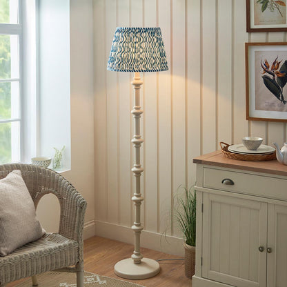 Carnaby And Ripple 40cm Marlin Blue Shade Floor Lamp With Satin Almond White Base