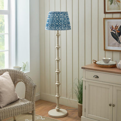 Carnaby And Ripple 40cm Marlin Blue Shade Floor Lamp With Satin Almond White Base